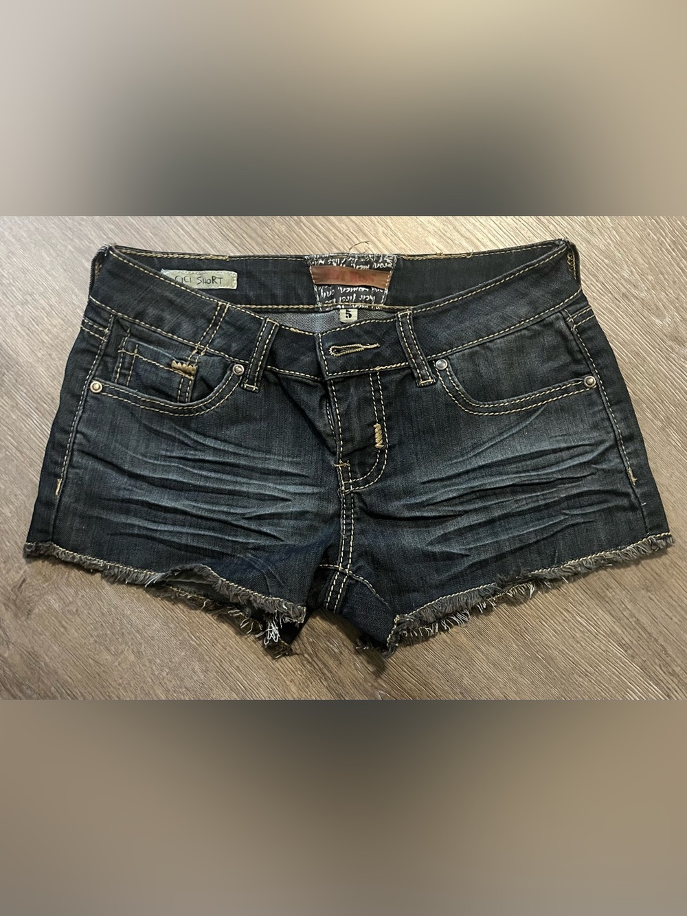 Womens Hot Kiss Cici Short Denim Short Shorts, Sz 5, Y2K